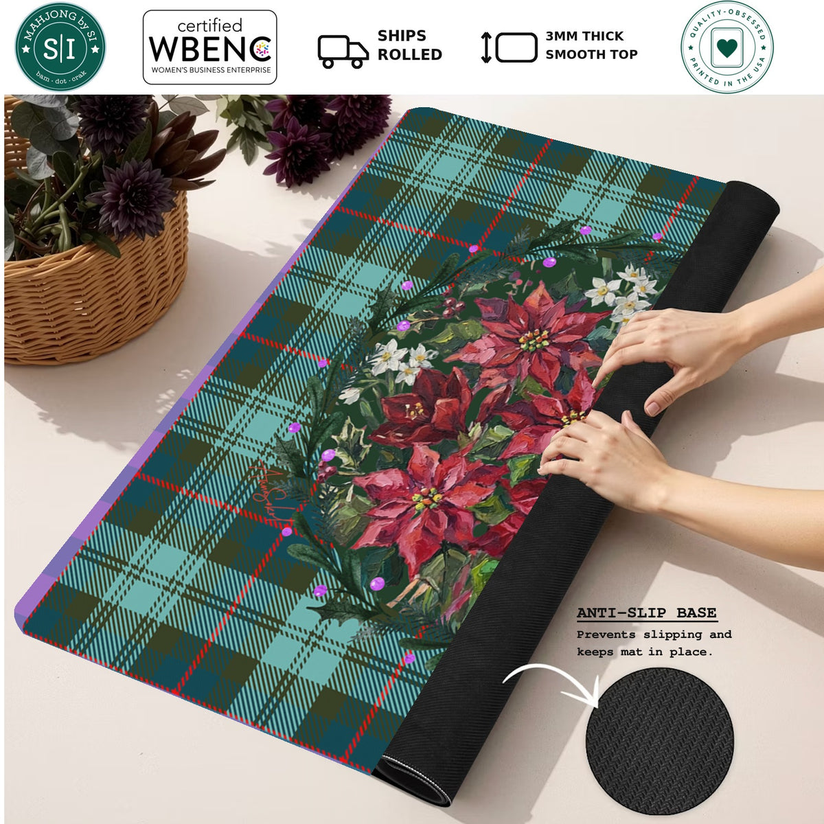 Poinsetta Party — Rolled Mat Feature Image [rolled-feature-square]