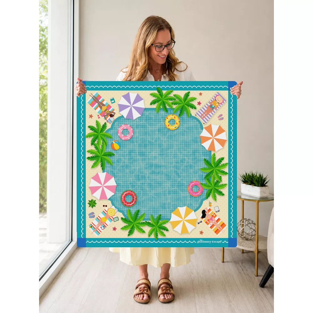 Poolside Reads Mahjong Mat — Held Mat Portrait [held-mat-portrait-square]
