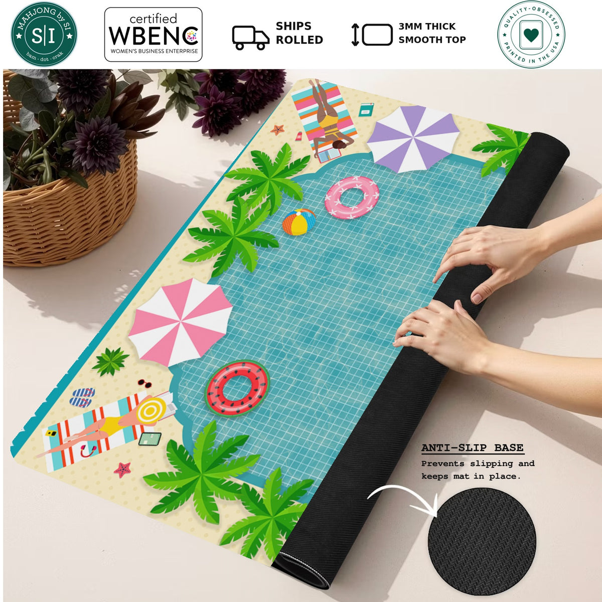 Poolside Reads Mahjong Mat — Rolled Mat Feature Image [rolled-feature-square]