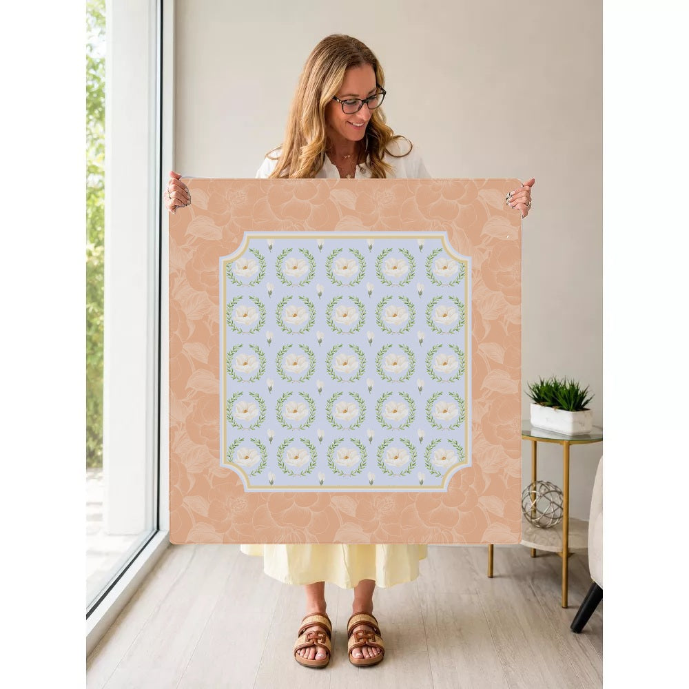 Mahjong by SI™ Porcelain & Peach Mahjong Mat — Held Mat Portrait [held-mat-portrait-square]