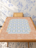 Mahjong by SI™ Porcelain & Peach Mahjong Mat — Studio Table Angle [studio-angle-square]