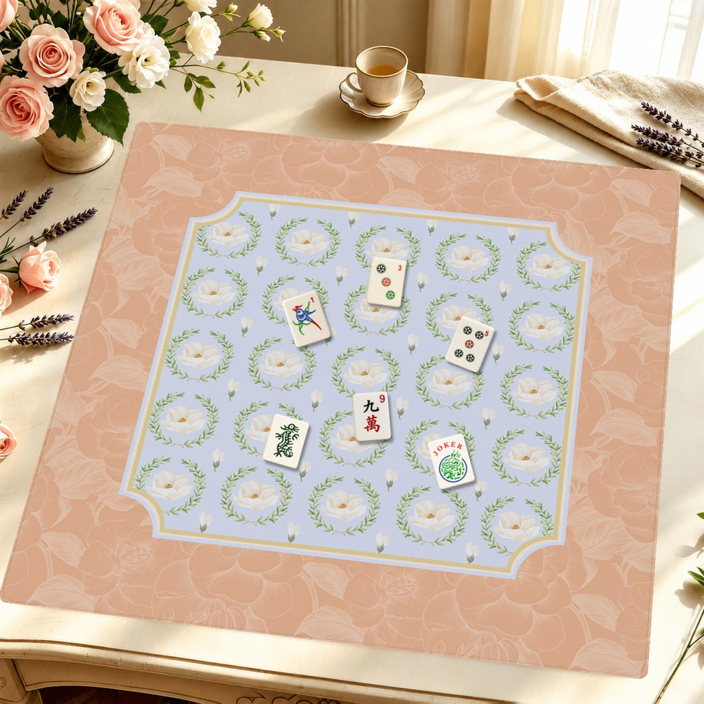 Mahjong by SI™ Porcelain & Peach Mahjong Mat — Styled Tile Table [styled-tile-table-square]