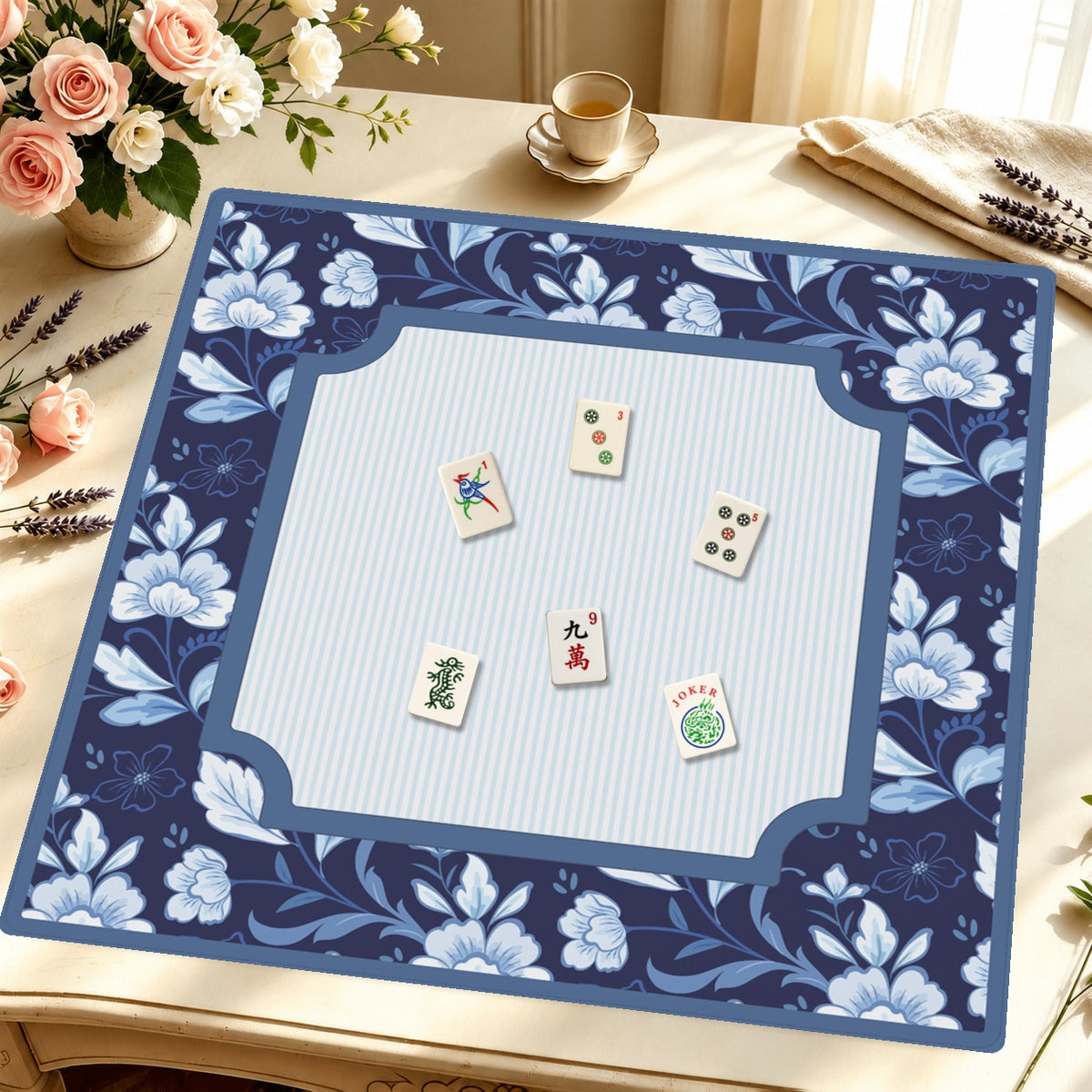 Mahjong by SI™ Porcelain Princess Mahjong Mat — Styled Tile Table [styled-tile-table-square]