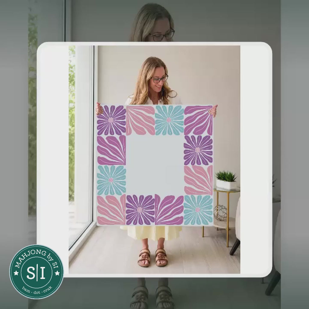 Mahjong by SI™ Garden Grid | Pink Mahjong Mat — lifestyle video (clear logo)