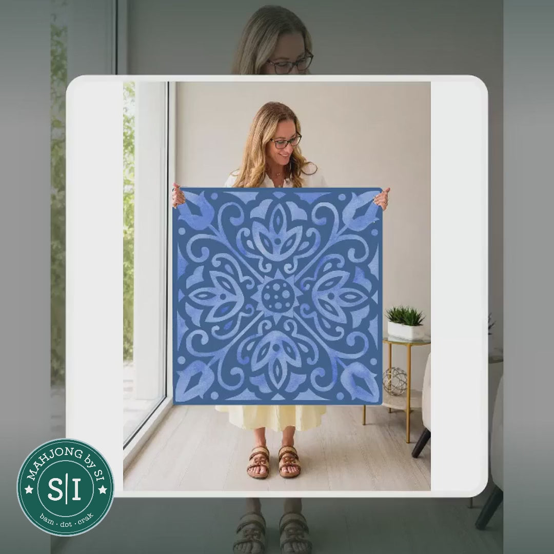 Mahjong by SI™ Corner Crush | Blue Mahjong Mat — lifestyle video (clear logo)