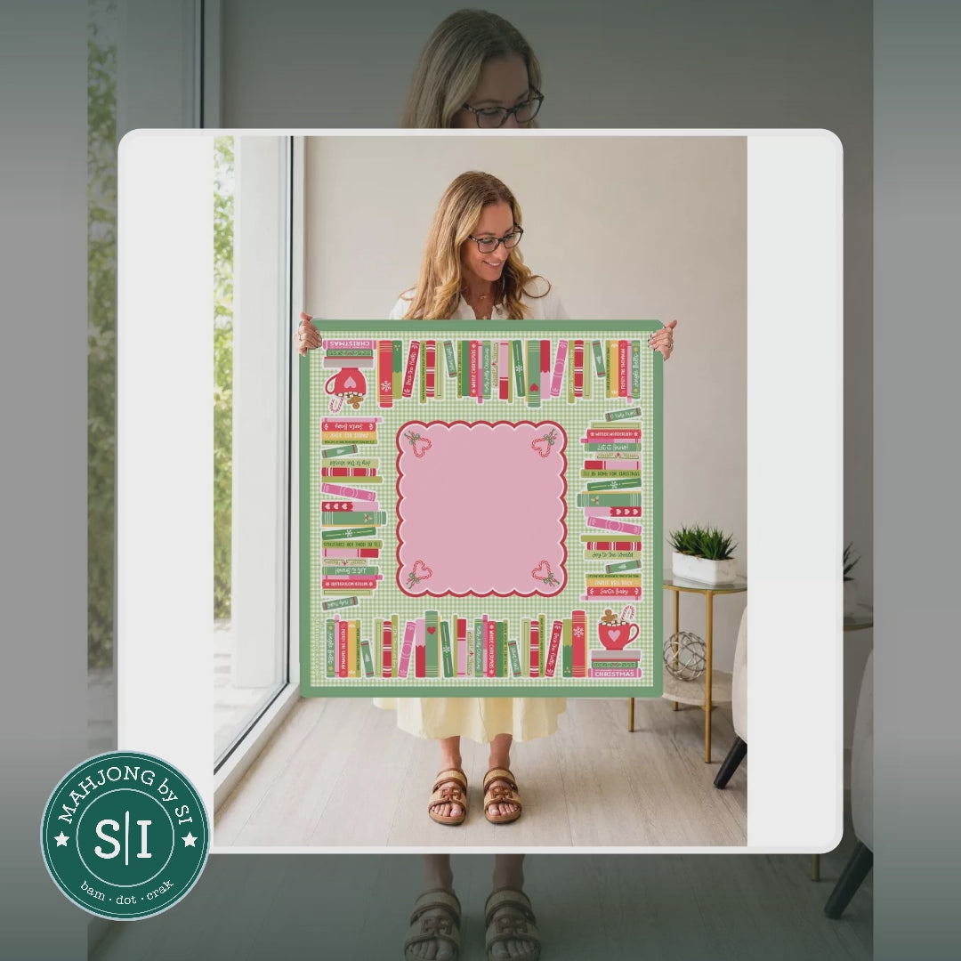 Cozy Christmas Library Mahjong Mat — lifestyle video (clear logo)