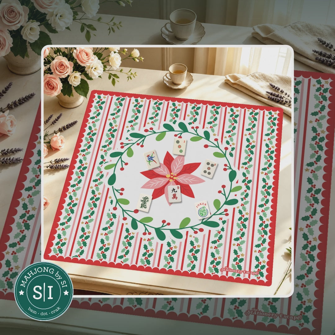 Happy Holly Days Mahjong Mat — lifestyle video (clear logo)
