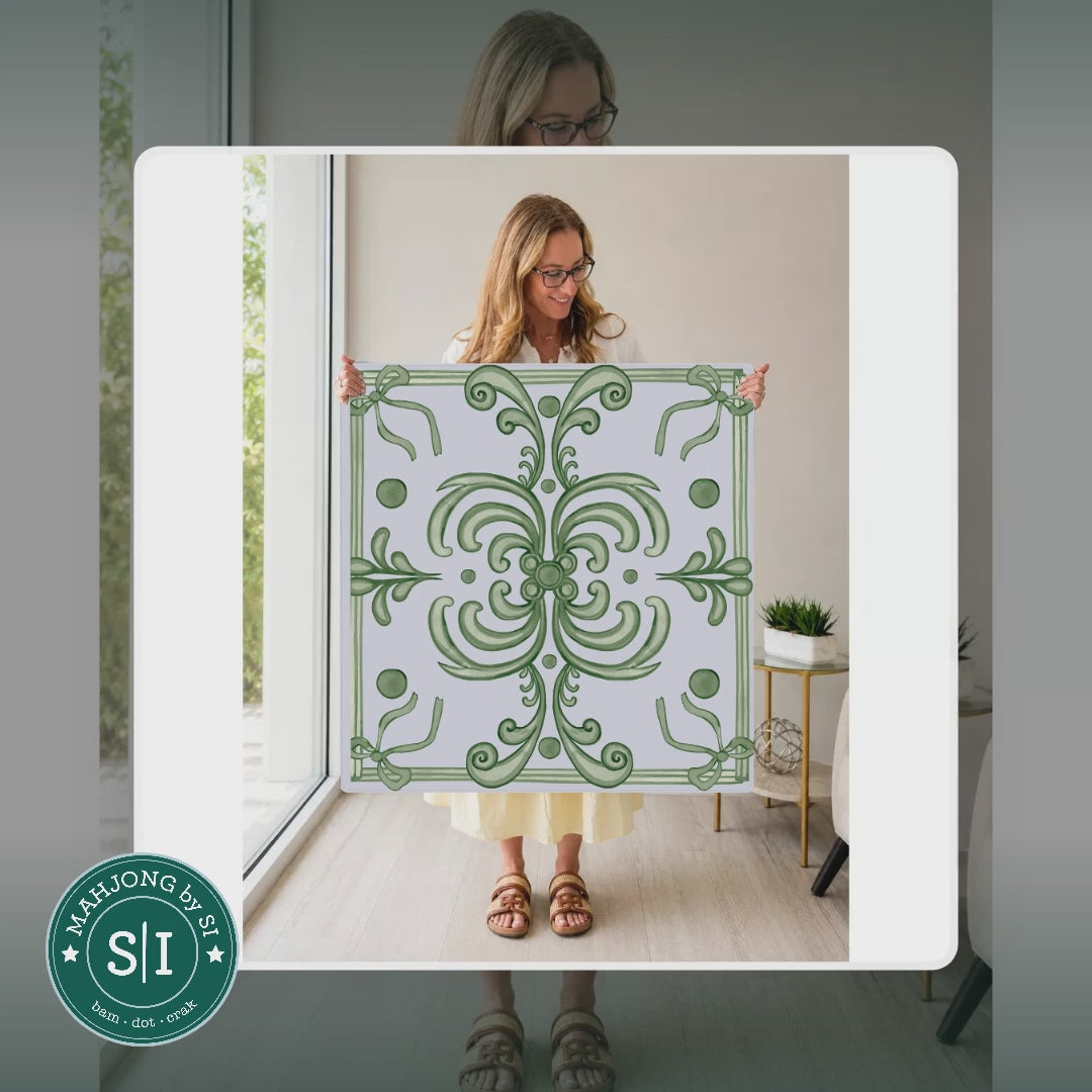 Mahjong by SI™ Ribbon Around | Green Mahjong Mat — lifestyle video (clear logo)