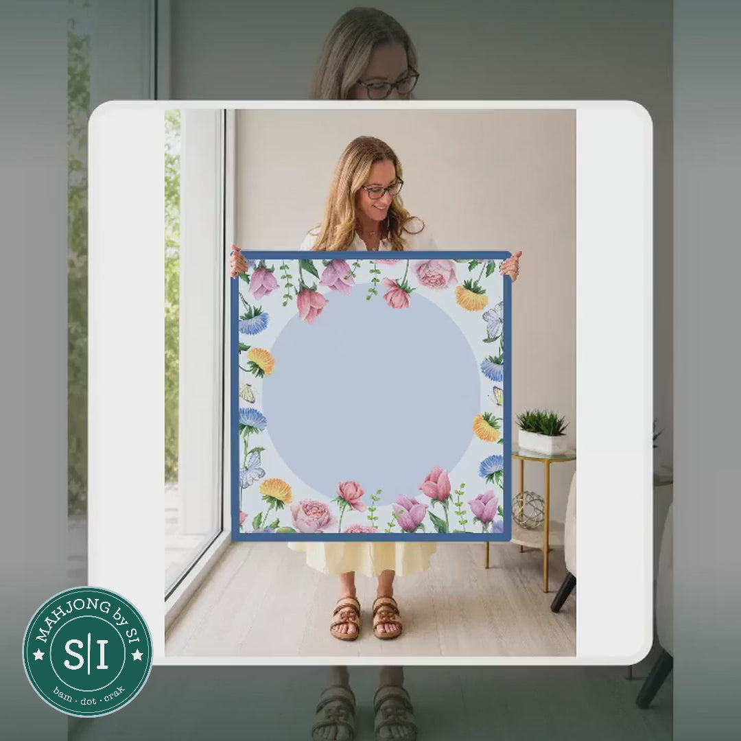 Mahjong by SI™ Full Bloom | Blue Circle Mahjong Mat — lifestyle video (clear logo)