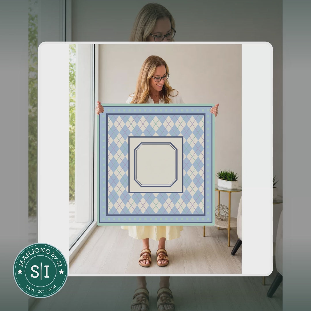Mahjong by SI™ Argyle My Love Mahjong Mat — lifestyle video (clear logo)