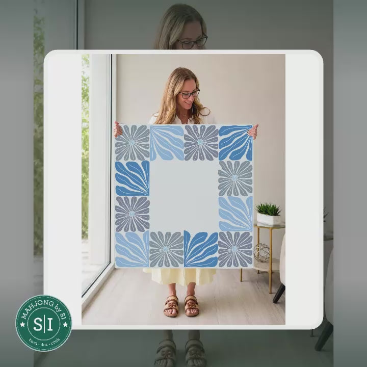 Mahjong by SI™ Garden Grid | Blue Mahjong Mat