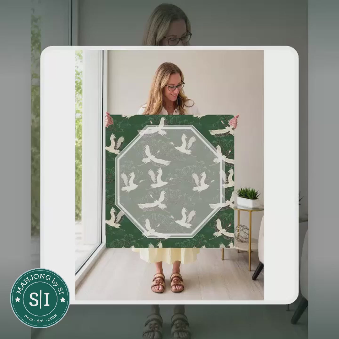 Mahjong by SI™ Crane Dance | Green Mahjong Mat — lifestyle video (clear logo)