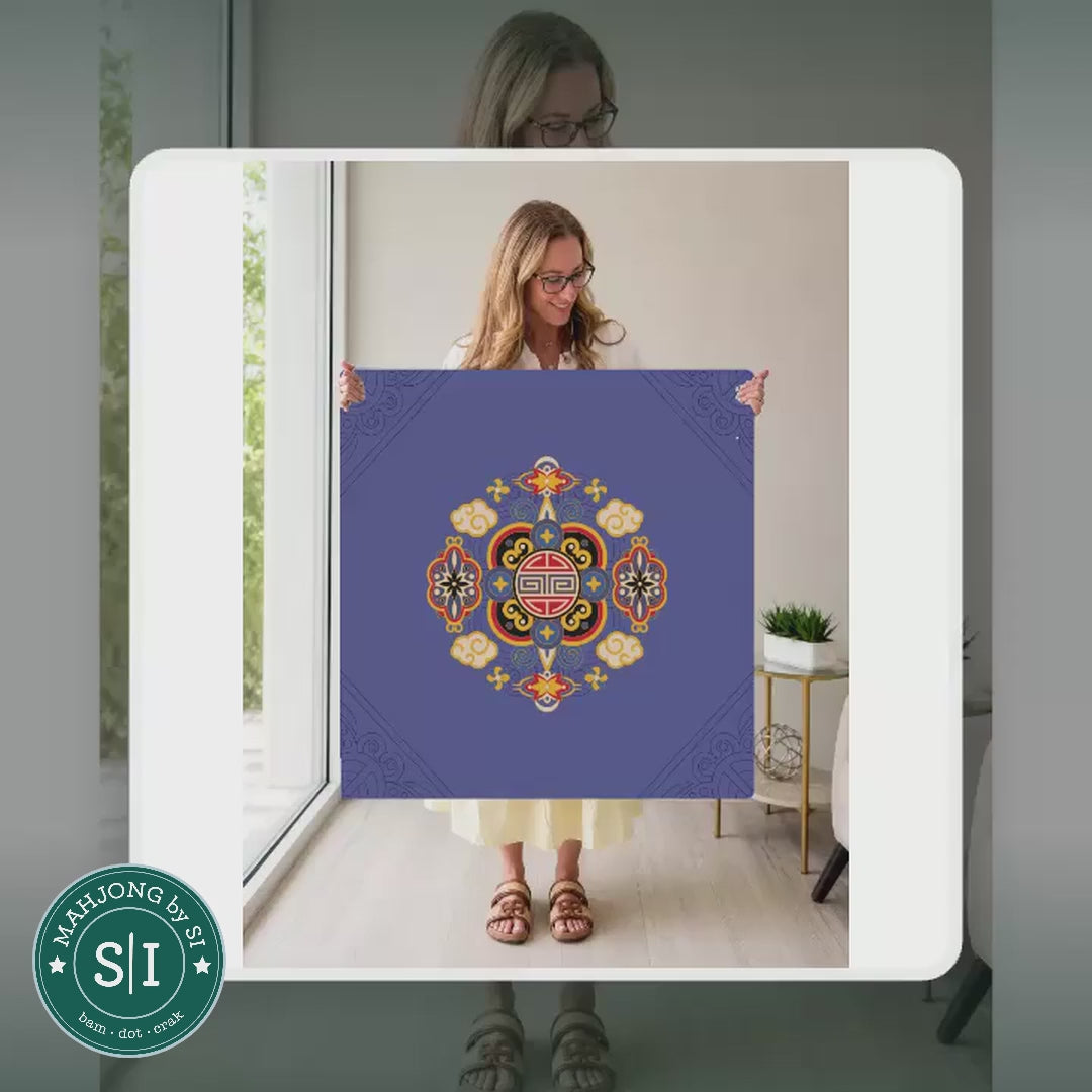 Mahjong by SI™ Gilded Opulence | Blue Mahjong Mat — lifestyle video (clear logo)