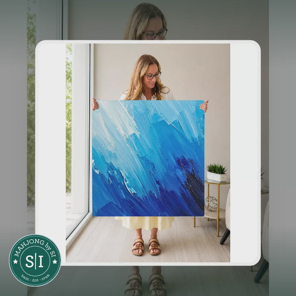 Mahjong by SI™ Blank Canvas Blue Mahjong Mat — lifestyle video (clear logo)