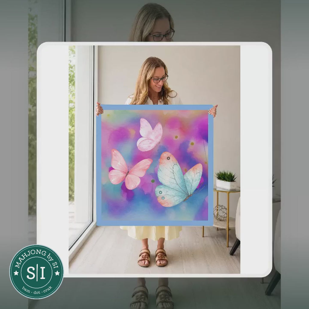 Mahjong by SI™ Flutter Weather| Blue Mahjong Mat — lifestyle video (clear logo)