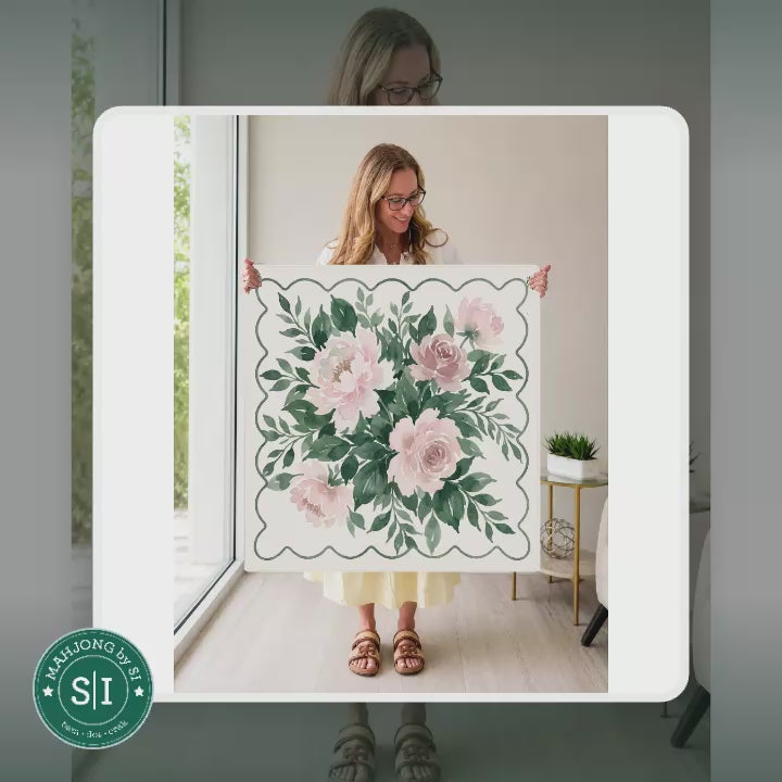 Mahjong by SI™ Peony Rose Garden Mahjong Mat