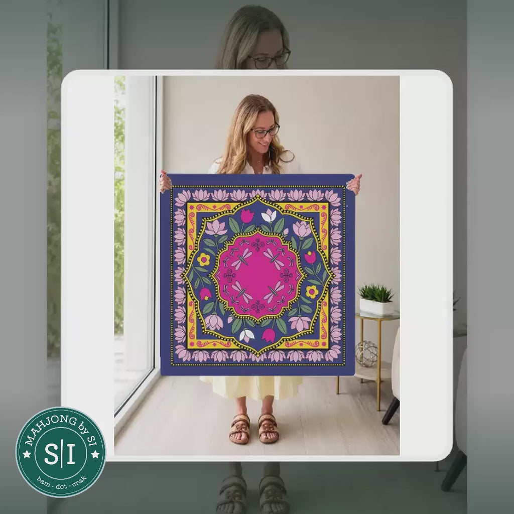 Mahjong by SI™ Dragonfly Enchantment Mahjong Mat — lifestyle video (clear logo)