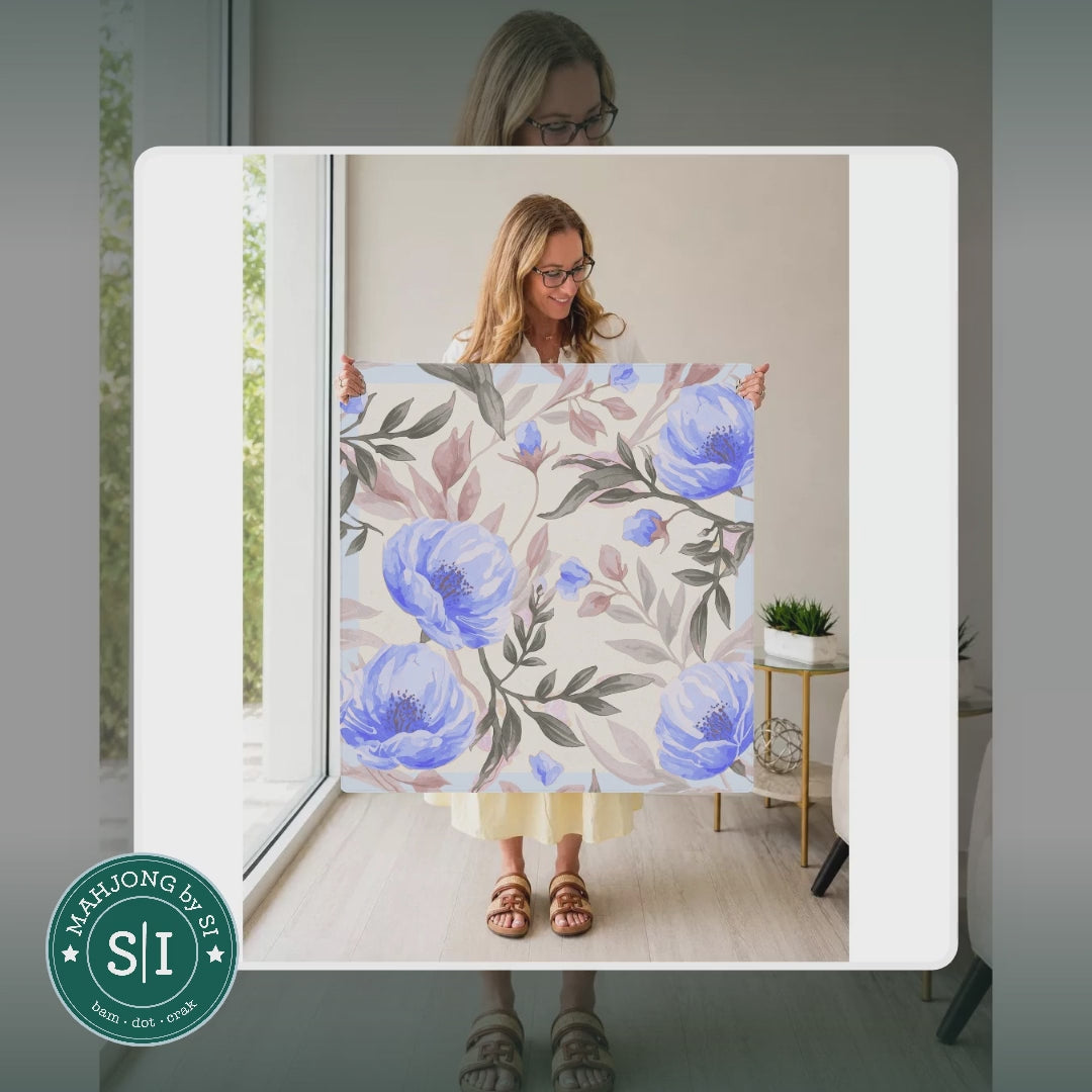 Mahjong by SI™ Rose Garden | Blue Mahjong Mat — lifestyle video (clear logo)