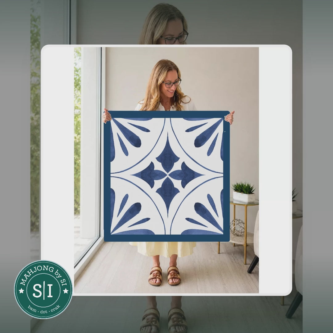 Mahjong by SI™ Point Taken Blue Mahjong Mat — lifestyle video (clear logo)