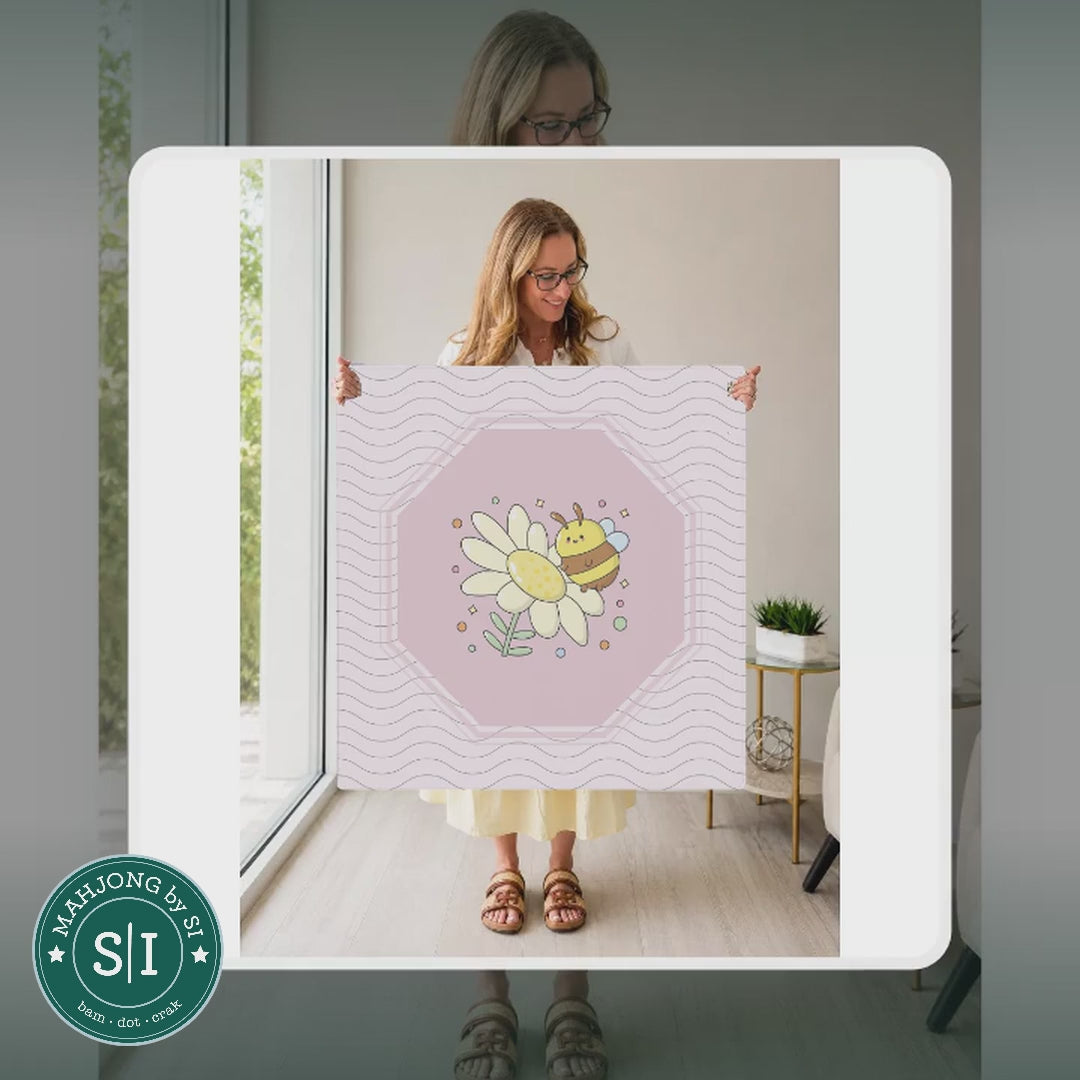 Mahjong by SI™ Bee Sweet | Pink Mahjong Mat — lifestyle video (clear logo)