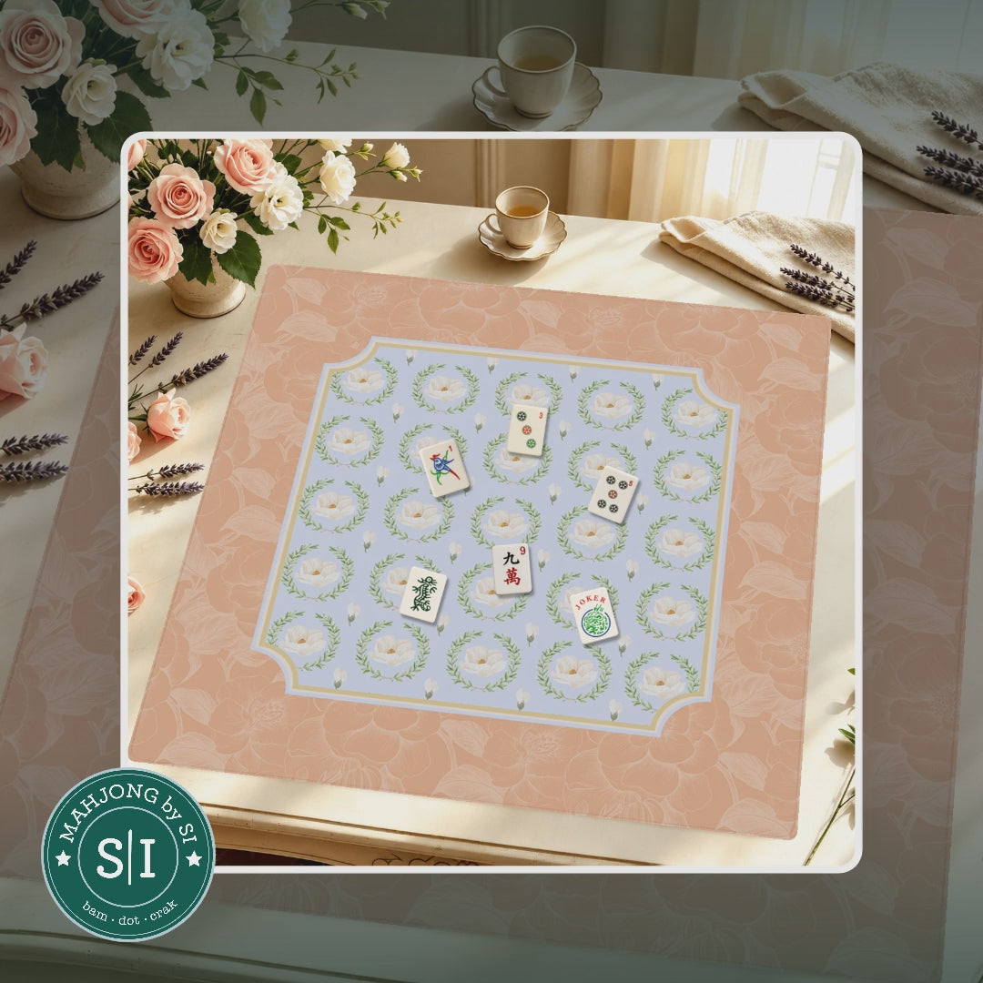 Mahjong by SI™ Porcelain & Peach Mahjong Mat — lifestyle video (clear logo)