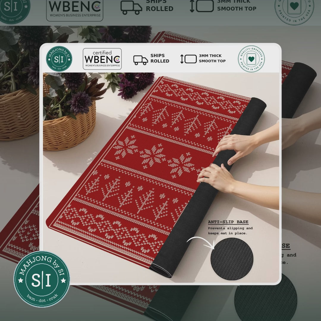 Mahjong by SI™ Fair Isle Be Home for Christmas Mahjong Mat — lifestyle video (clear logo)