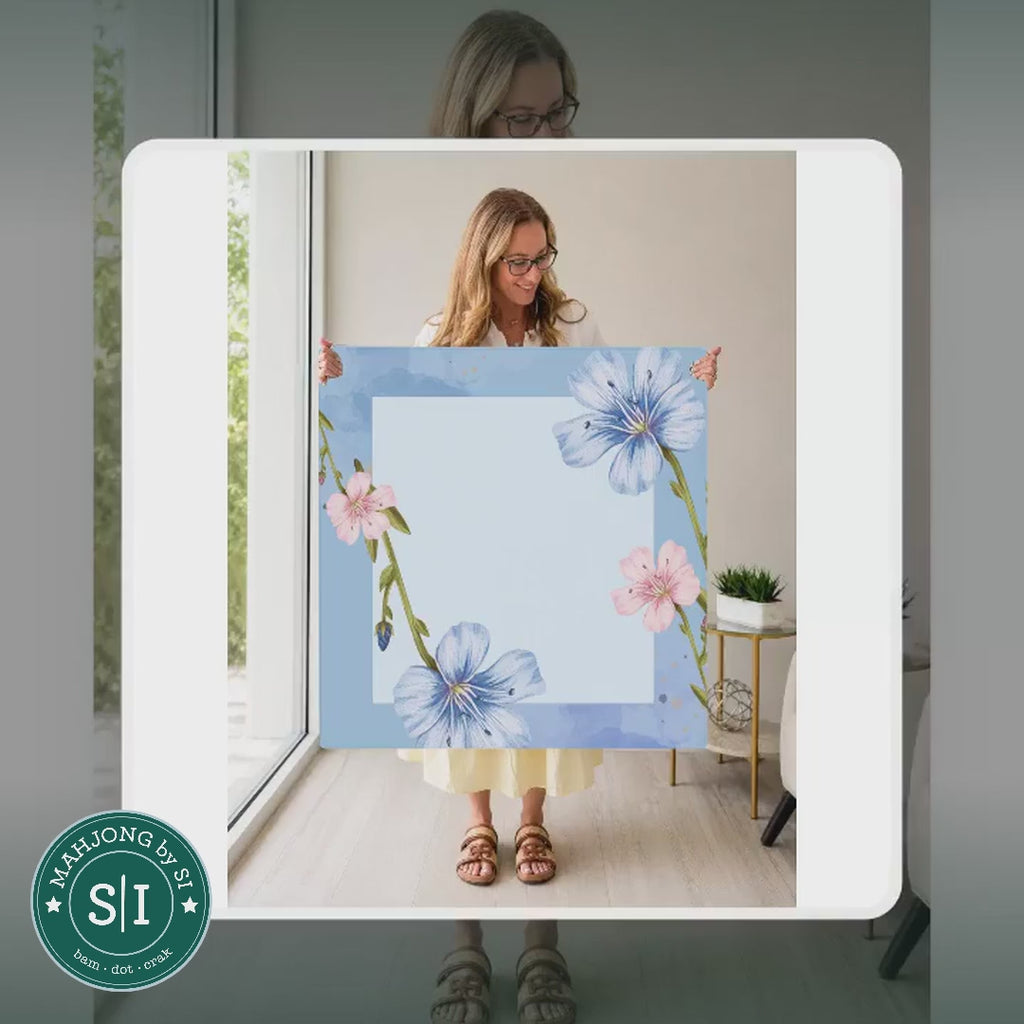 Mahjong by SI™ Hello Gorgeous |  Blue Mahjong Mat — lifestyle video (clear logo)