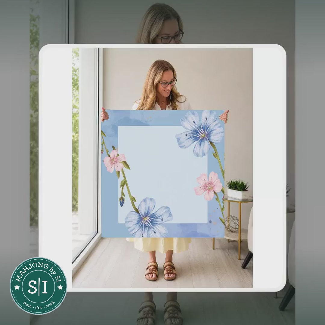 Mahjong by SI™ Hello Gorgeous |  Blue Mahjong Mat — lifestyle video (clear logo)
