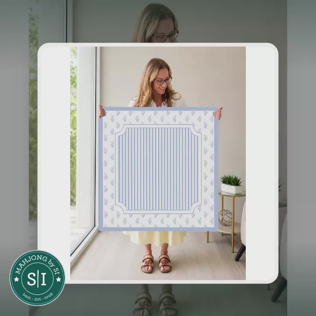 Mahjong by SI™ Cornflower Cabana Mahjong Mat — lifestyle video (clear logo)