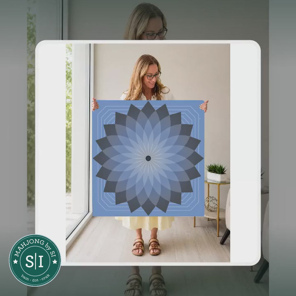 Mahjong by SI™ Eternal Mandala | Blue Mahjong Mat — lifestyle video (clear logo)