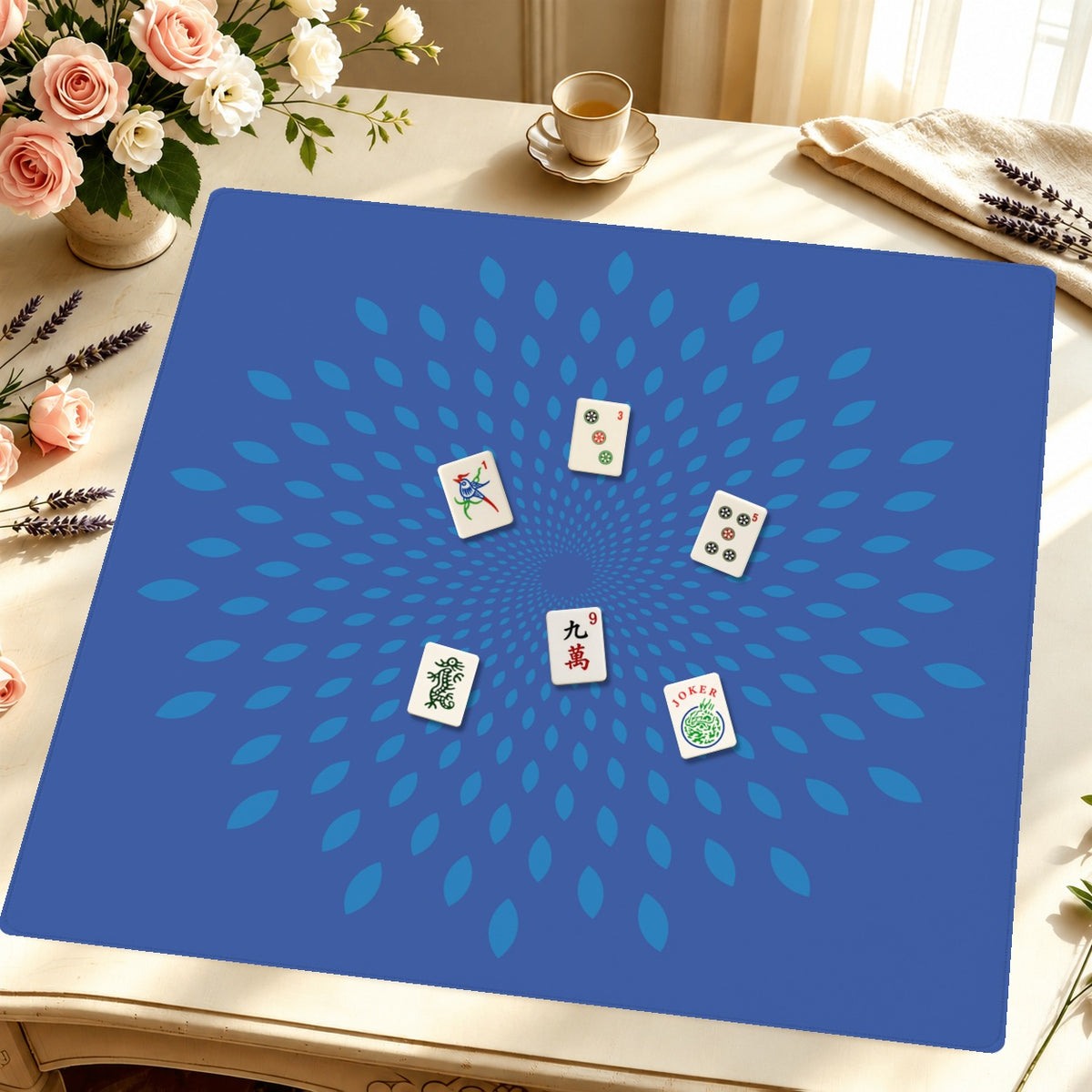 Mahjong by SI™ Prism Portal | Blue Mahjong Mat — Styled Tile Table [styled-tile-table-square]