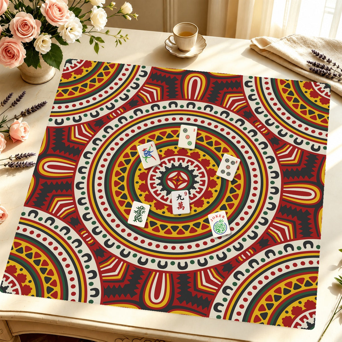Mahjong by SI™ Radiant Roots Mahjong Mat — Styled Tile Table [styled-tile-table-square]