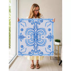 Mahjong by SI™ Ribbon Around | Blue Mahjong Mat — Held Mat Portrait [held-mat-portrait-square]