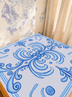 Mahjong by SI™ Ribbon Around | Blue Mahjong Mat — Sunlit Detail [studio-detail-square]