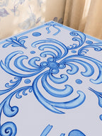 Mahjong by SI™ Ribbon Around | Blue Mahjong Mat — Sunlit Close-up [sunlit-closeup-square]