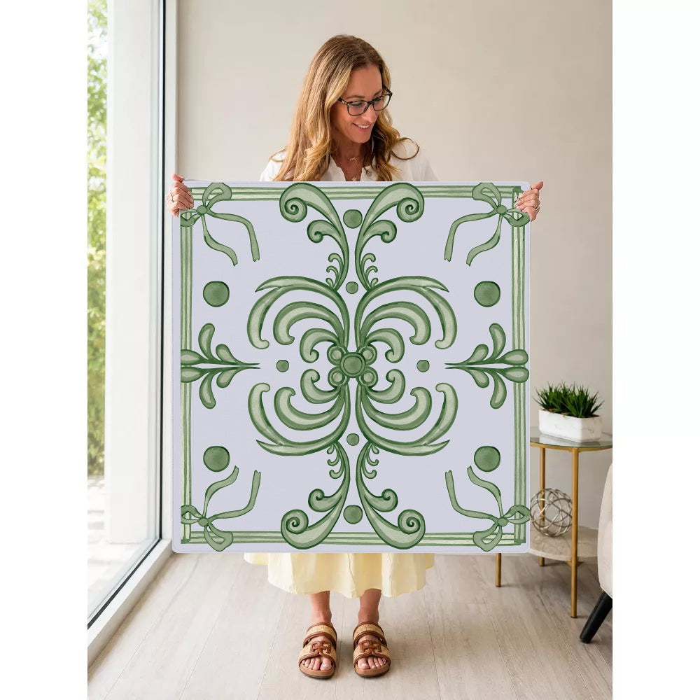 Mahjong by SI™ Ribbon Around | Green Mahjong Mat — Held Mat Portrait [held-mat-portrait-square]