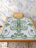 Mahjong by SI™ Ribbon Around | Green Mahjong Mat — Studio Table Angle [studio-angle-square]