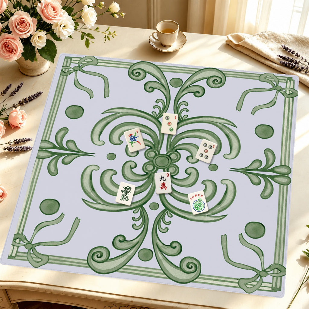 Mahjong by SI™ Ribbon Around | Green Mahjong Mat — Styled Tile Table [styled-tile-table-square]