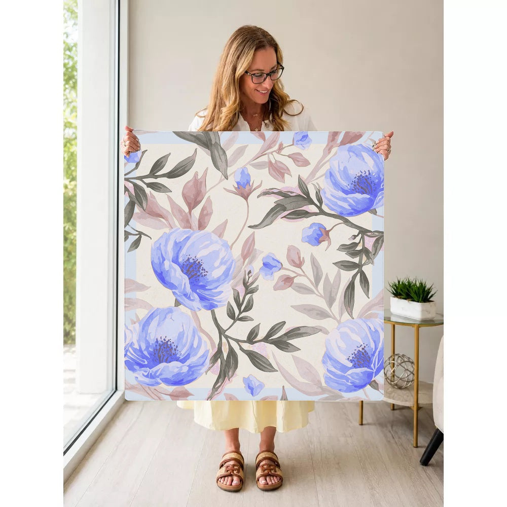 Mahjong by SI™ Rose Garden | Blue Mahjong Mat — Held Mat Portrait [held-mat-portrait-square]