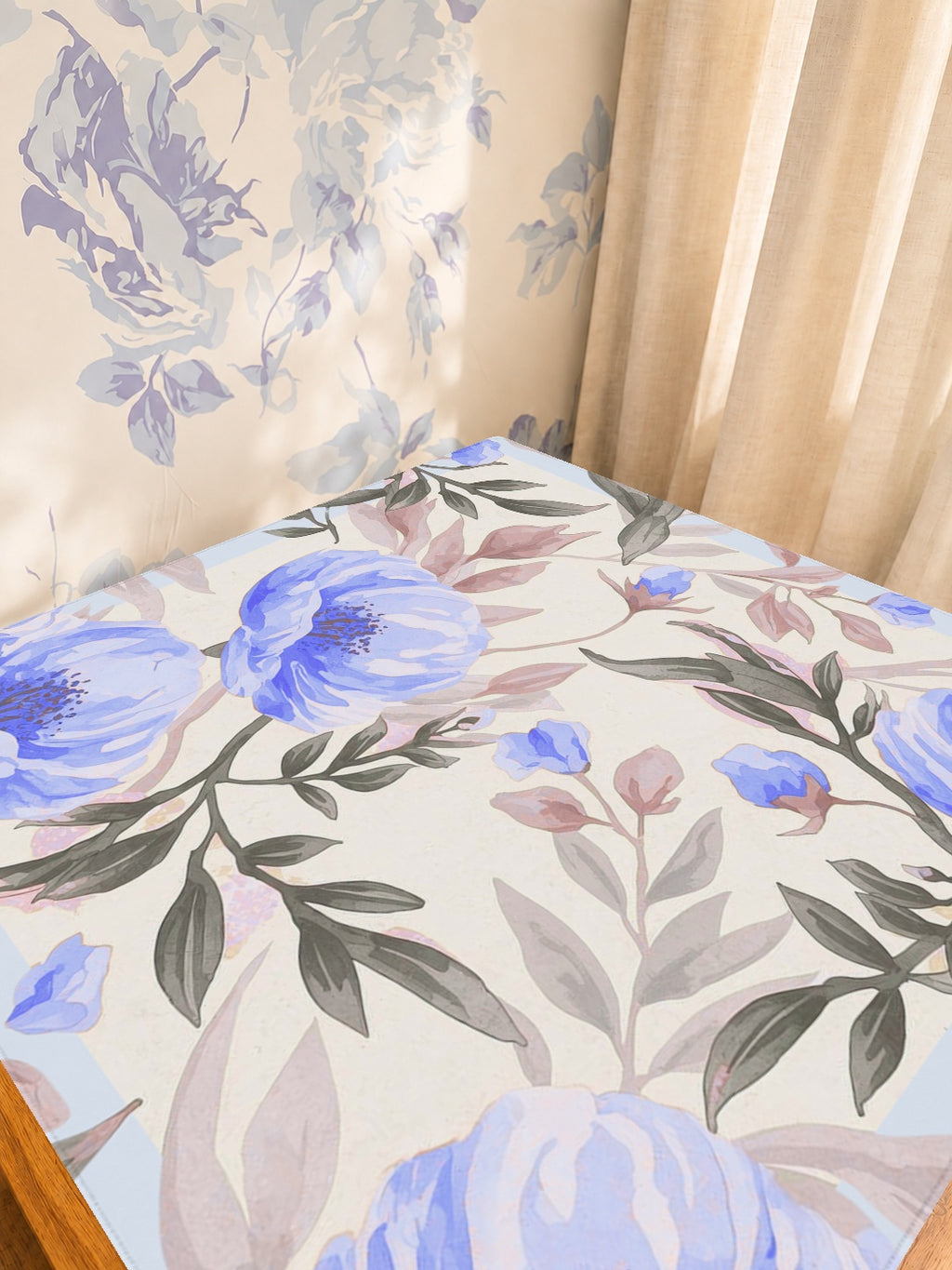 Mahjong by SI™ Rose Garden | Blue Mahjong Mat — Sunlit Detail [studio-detail-square]