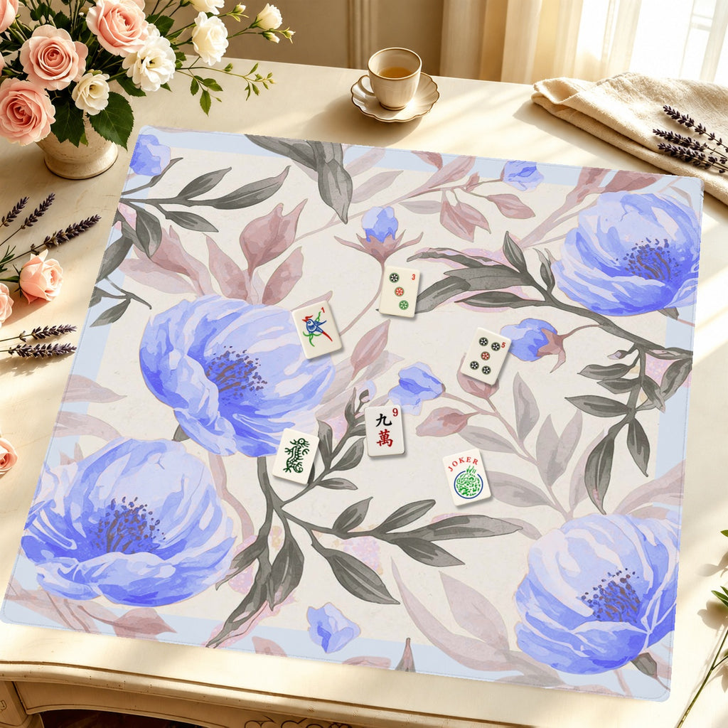 Mahjong by SI™ Rose Garden | Blue Mahjong Mat — Styled Tile Table [styled-tile-table-square]