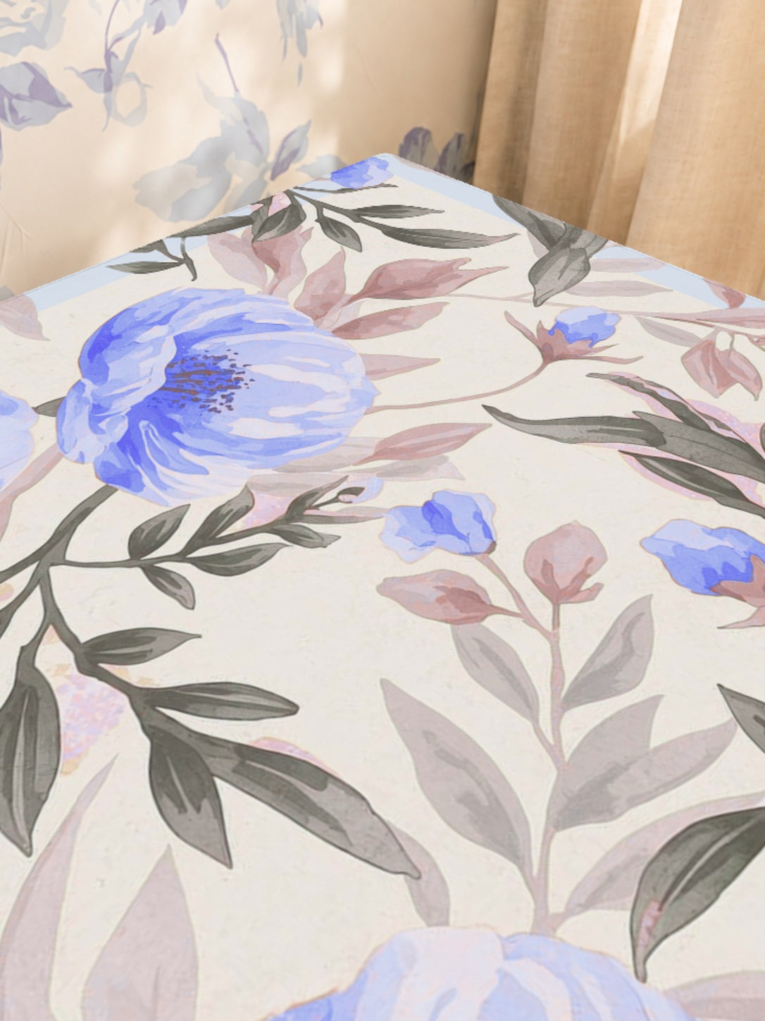 Mahjong by SI™ Rose Garden | Blue Mahjong Mat — Sunlit Close-up [sunlit-closeup-square]