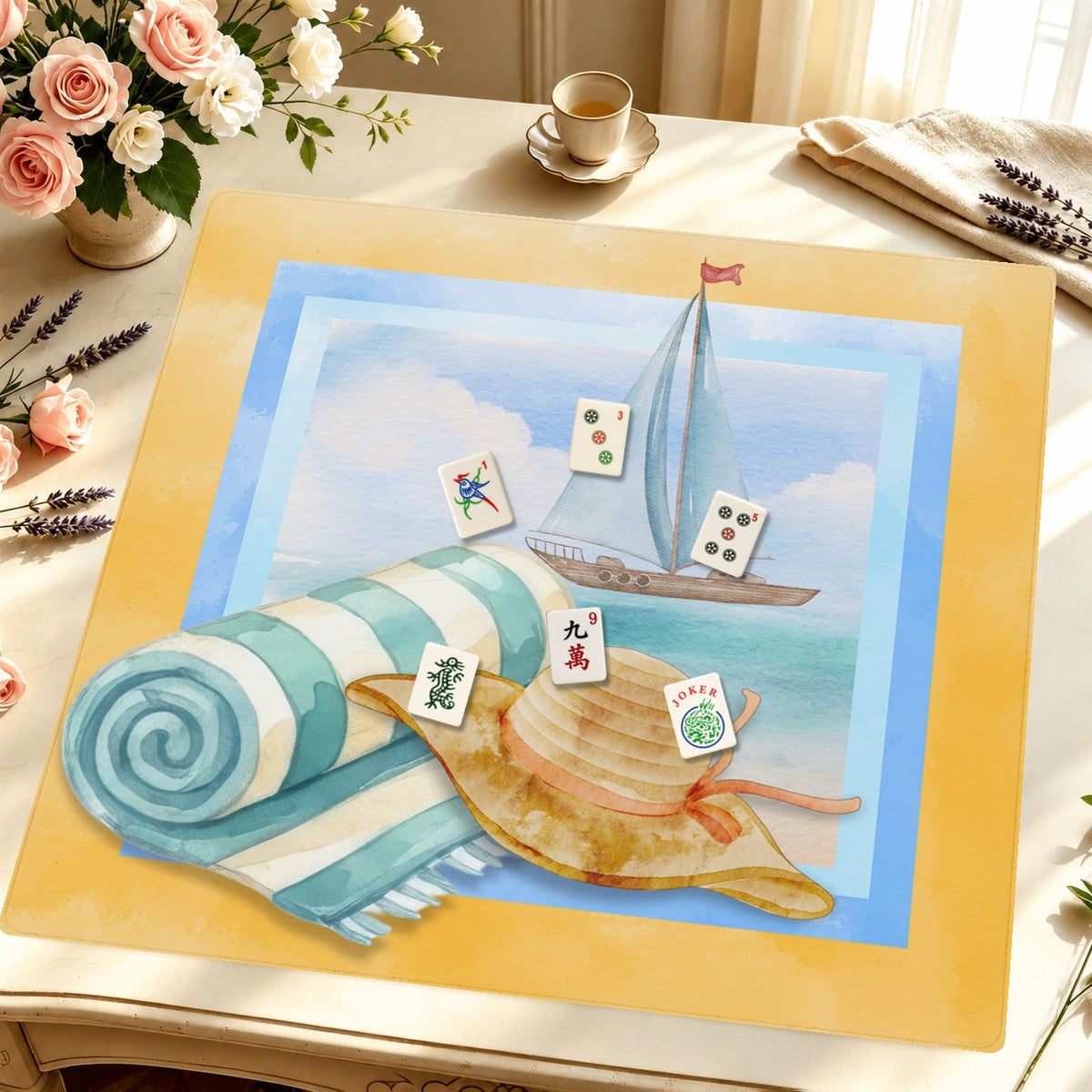 Mahjong by SI™ Sandy Cheeks Mahjong Mat — Styled Tile Table [styled-tile-table-square]