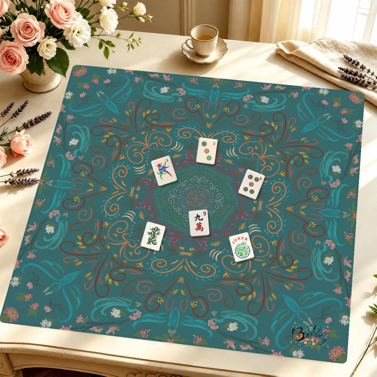 Secret Garden Scrollwork — Styled Tile Table [styled-tile-table-square]