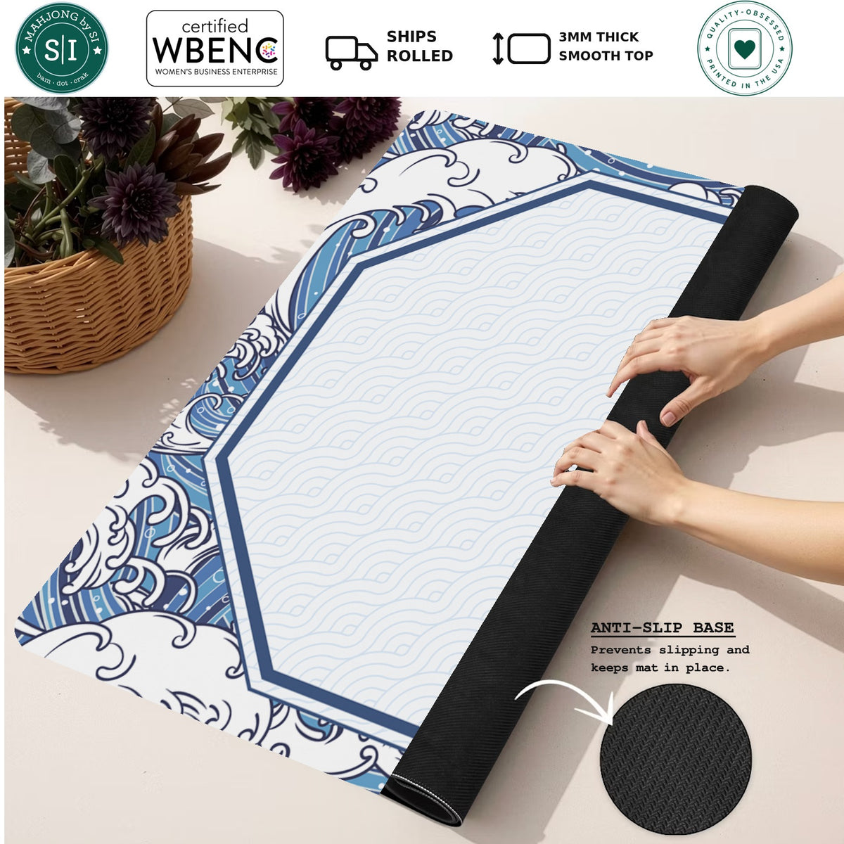 Mahjong by SI™ Seigai Reverie Mahjong Mat — Rolled Mat Feature Image [rolled-feature-square]