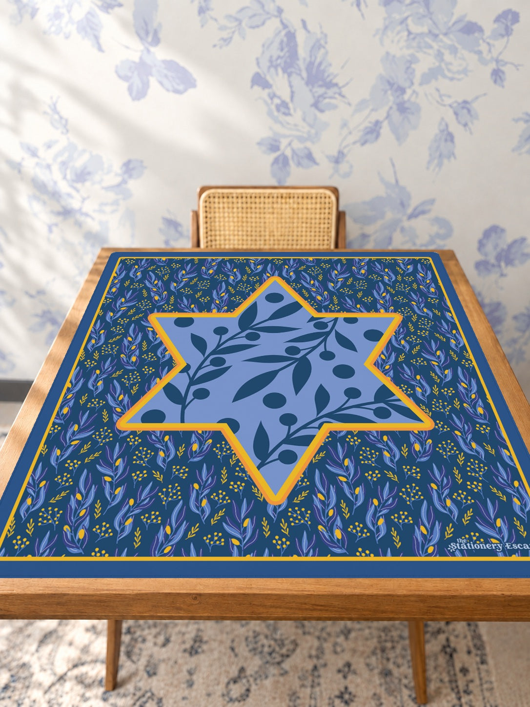 Shalom Garden Mahjong Mat — Studio Table Angle [studio-angle-square]