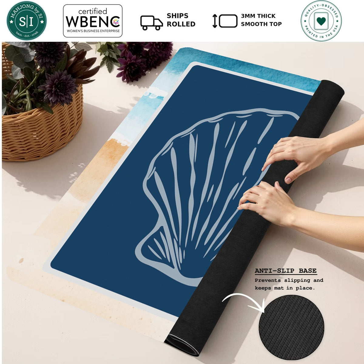 Mahjong by SI™ Shell Game Strong Mahjong Mat — Rolled Mat Feature Image [rolled-feature-square]