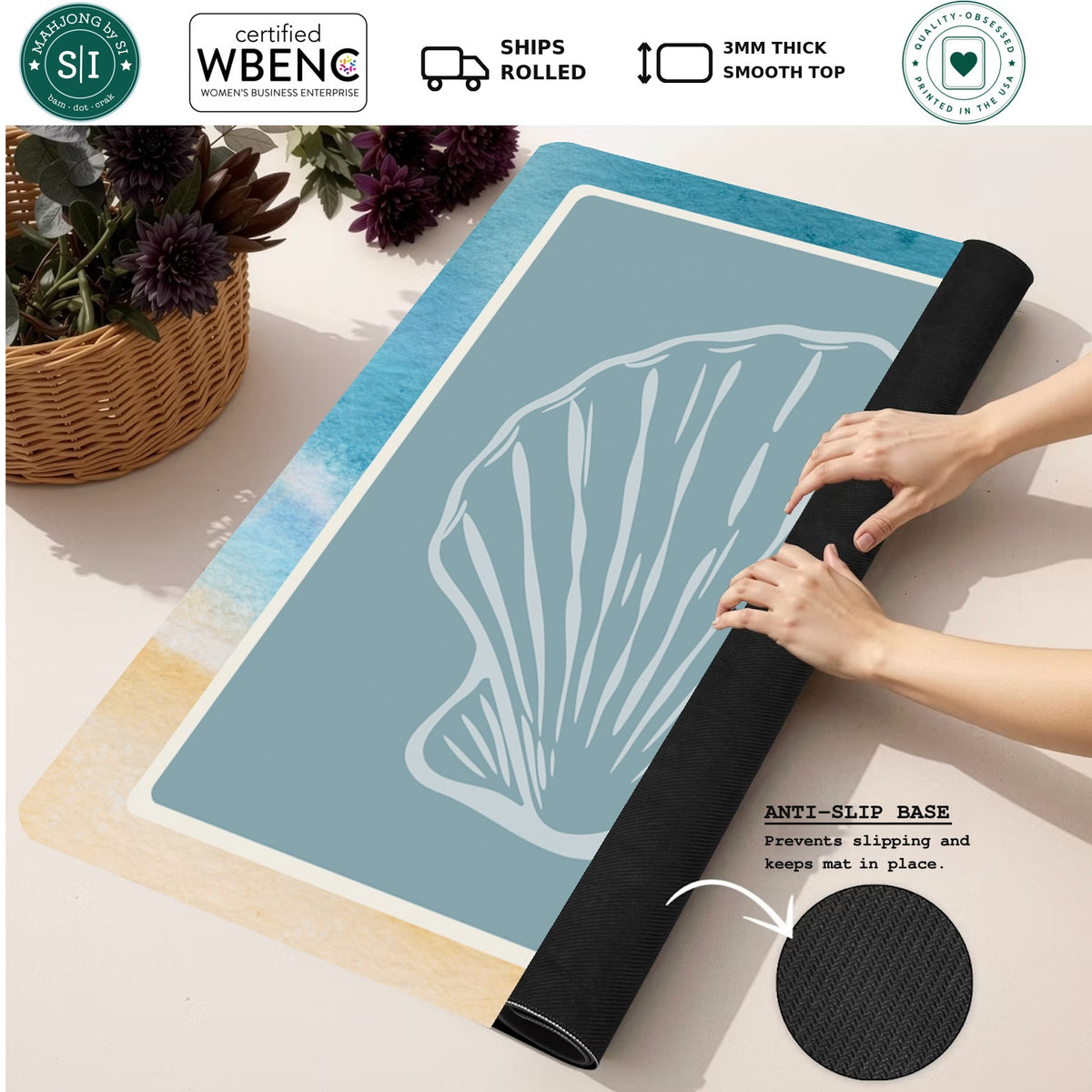 Mahjong by SI™ Shell Yeah Mahjong Mat — Rolled Mat Feature Image [rolled-feature-square]