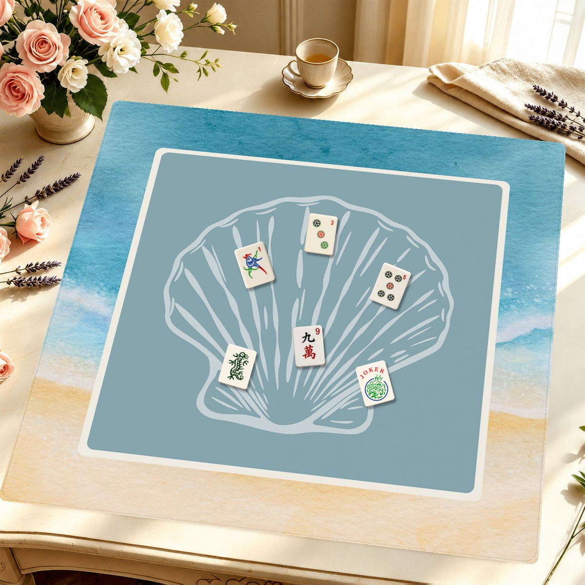 Mahjong by SI™ Shell Yeah Mahjong Mat — Styled Tile Table [styled-tile-table-square]