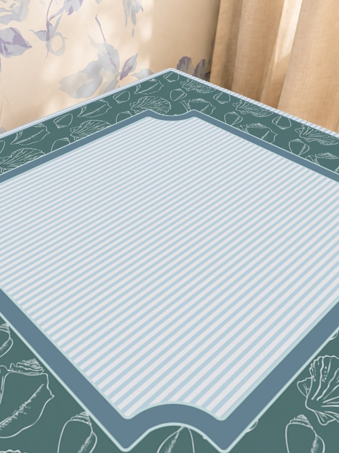 Mahjong by SI™ Shoreline Stripe Mahjong Mat — Sunlit Close-up [sunlit-closeup-square]